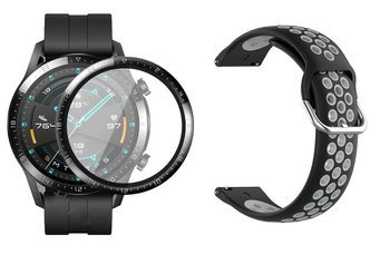 Opaska pasek bransoletka DOTSBAND do Huawei Watch GT 2 46mm BLACK/GREY +szkło 3D