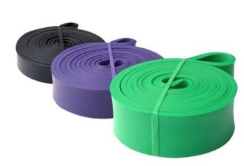 Zestaw 3xTaśma oporowa guma do ćwiczeń Power Band czarna+fioletowa+zielona