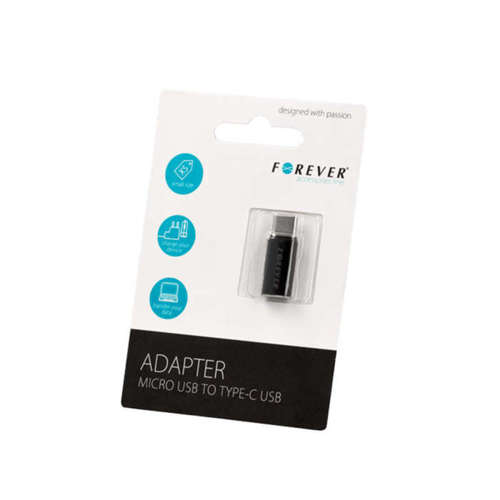 Adapter Forever Micro USB na USB-C Przejściówka czarny