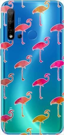 Boho Case Huawei P20 Lit 2019 różowe flamingi