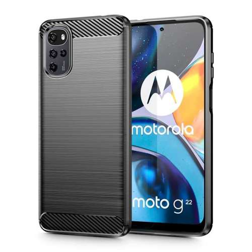 Carbon Case elastyczne etui pokrowiec Motorola Moto G22 / E32 czarny