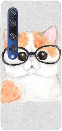 Etui Brokat SHINING kotek w okularach rysunek na Xiaomi Mi10 / Mi10 PRO