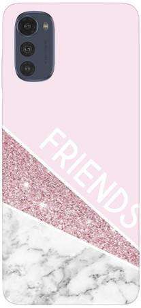 Etui dla przyjaciół friends glitter różowy na Motorola Moto E32