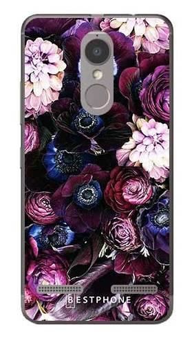 Etui purpurowa kompozycja kwiatowa na Lenovo K6