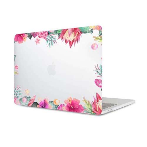 Etui różowe kwiaty dookoła na Apple Macbook Retina 15 A1398