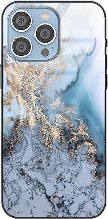 Etui szklane GLASS CASE błękitny marmur Apple iPhone 15 PRO MAX 