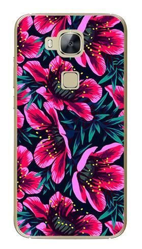 Foto Case Huawei ASCEND G8 różowo czarne kwiaty