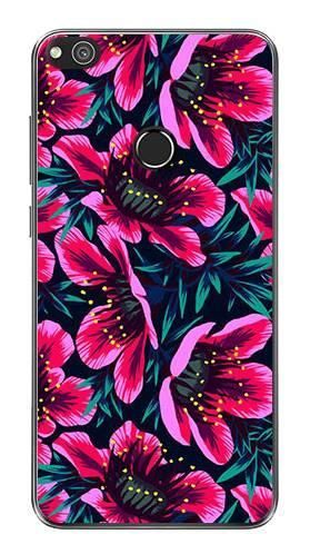 Foto Case Huawei P9 LITE (2017) różowo czarne kwiaty