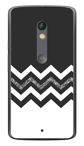 Foto Case Motorola MOTO X PLAY biało czarny szlaczek