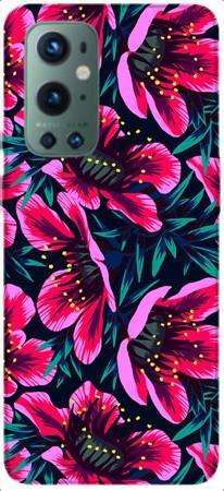 Foto Case OnePlus 9 różowo czarne kwiaty