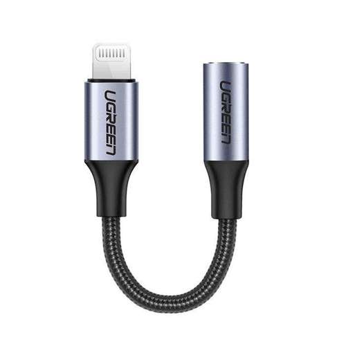 Ugreen kabel przejściówka adapter słuchawkowy certyfikat MFI (Made For iPhone) 3,5 mm mini jack - Lightning 10 cm czarny (US211 30756)